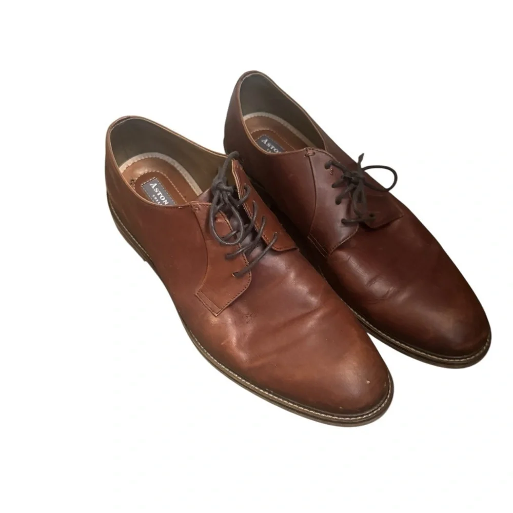 ASTON GREY Grenasien Shoes Mens 12 Dress Plain Toe Oxford Brown Leather Lace Up